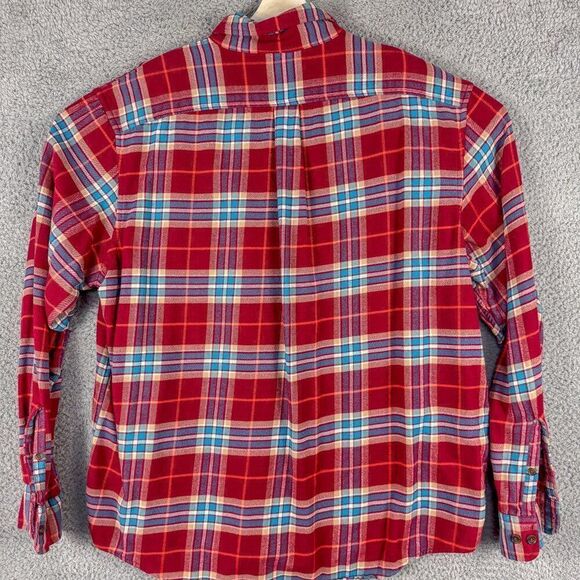 Lands End Flannel Shirt Mens XL Red Blue Flannel Casual Outdoor Camping Fishing - Picture 6 of 11